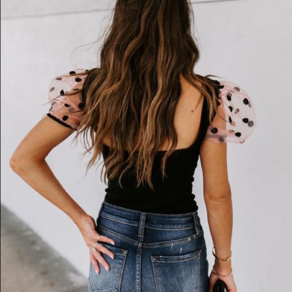 LAST ONE - Minnie Ruched Puff Sleeve Bodysuit Vici - Picture 8 of 8